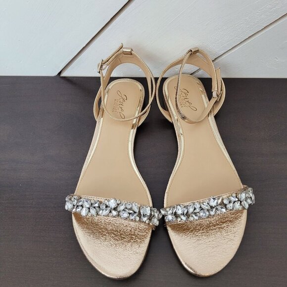 NEW Jewel Badgley Mischka Womens Rose Gold-Tone Size 9.5 Ankle Strap Sandals - Picture 6 of 9